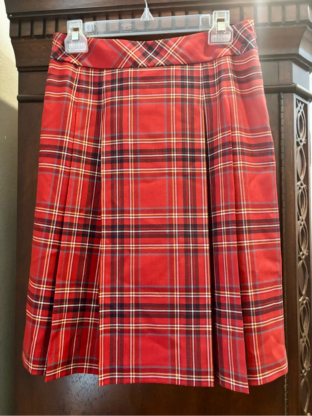 Brooks Brothers Red Plaid Midi Pleated Skirt